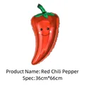 Red chili pepper foil balloon with cute face, 36x66cm size for Mexican themed party - Smiling Chili 36cm*66cm