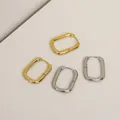 Orecchini a cerchio ovali minimalisti in argento S925 con finiture oro e argento lucido - Orecchini geometrici lucidi a forma di U (Oro)