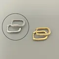 Boucles d'oreilles créoles S925 argent géométriques en or et argent avec pavé de zircons - Créoles en U avec incrustation de zircon (Platine)