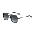 Square metal sunglasses with dark grey double bridge frame and gradient grey lenses - Gunmetal Frame Grey Green Lens (C4)