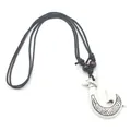 Maori style white resin fish hook necklace with tribal patterns and black cord - Fish Hook Style (B) / White
