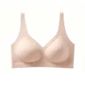 Nahaufnahme nahtloser V-Ausschnitt BH mit Jelly-Streifen-Stütze und hautfarbenem Stoff - 2XL / Beige