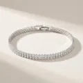 Silver-plated double-row tennis bracelet with shimmering cubic zirconia crystals - Silver