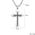 Collier croix vintage argenté pour homme avec chaîne de 70cm et pendentif de 5x3cm - Style à Rayures Croisées Noires (BY-059)
