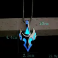 Pendentif tête de taureau avec effet lumineux bleu et chaîne de 70 cm pour hommes - Bleu Luminescent