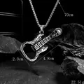 Skull guitar bottle opener pendant necklace in antique silver finish with 70cm chain - Skull Guitar Bottle Opener Style (BY-0130)