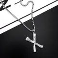 Collier chaîne box en acier titane argenté avec pendentif lettre X texturé - Lettre X