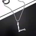 Collier argenté avec pendentif lettre L texturé et chaîne maille vénitienne acier - Lettre L