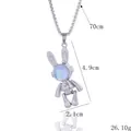 Pendentif lapin astronaute argenté avec masque coloré sur chaîne en acier titane - Couleur AB