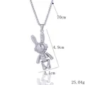 Collier pendentif lapin astronaute en acier titane argenté avec dimensions et détails - Argent