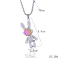 Silberne mechanische Hasenhalskette mit buntem Inlay und langer Gliederkette - Irisierend