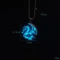 Blue luminous dragon pendant necklace for men with 70cm chain and 19g weight details - Light Blue Glow