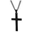 Collier classique avec pendentif croix en acier inoxydable noir pour homme et chaîne - Noir
