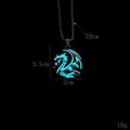 Luminous dragon pendant necklace with icy blue glow, 70cm chain, size 3.5cm x 3cm, weight 19g - Blue