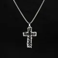 Hip hop titanium steel necklace with lava-textured cross pendant on a thick link chain - Lava Cross Style (X217) / 1 Piece