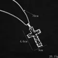 Collana con pendente a croce texture lava argento e nero con catena da 70cm - Argento e Nero (BY-0194)