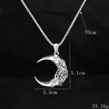 Collier avec pendentif lune et rose rétro argenté, chaîne 70cm et fini vintage - Style Lune Rose (BY-0207)