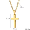 Collier croix homme en acier inoxydable doré, chaîne cubaine de 60cm, poids total 14,8g - Or