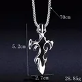 Gothic flame cross pendant necklace in silver-black steel with 70cm chain dimensions - Flame Cross Style (BY-0231)