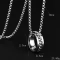 Pendentif anneau rotatif en acier argenté sur une chaîne de collier de 70 cm de long - Style Pendentif Anneau Rotatif (BY-0251) / Argent
