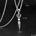 Hip hop style silver vajra pestle necklace for men featuring detailed metal carving - Silver Vajra Pestle Necklace (BY-0264)