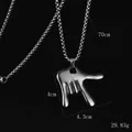 Pendentif geste shaka hip hop sur chaîne box de 70 cm en acier inoxydable poli brillant - Pendentif Geste de la Main (BY-276) / Métal canon