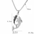 Collier avec pendentifs dauphins noirs et blancs sertis de cristaux, chaîne 70cm - Dauphin Noir Et Blanc