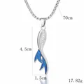 Pendentif queue de dauphin argenté avec émail bleu et chaîne box de 70cm - Dauphin À Queue Bleue