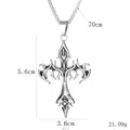 Collier croix gothique argenté avec pendentif serpent et épée, chaîne de 70cm - Style Croix Décorative Ajourée (BY-044) Style D