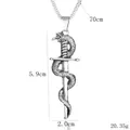 Collier gothique serpent et épée en argent avec dimensions et chaîne de 70 cm de long - Style serpent enroulé autour de l'épée (BY-044) Modèle B