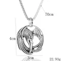 Collier vintage en acier inoxydable avec pendentif corbeau, chaîne 70cm et pendentif 4cm - Style de Motif Tête d'Oiseau (BY-045)A