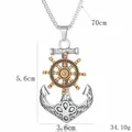 Vintage anchor and gold helm necklace, 70cm box chain with detailed size and weight specs - Outer Rotating Anchor (With 2.5*70cm Steel Chain)