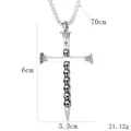 Collier croix gothique avec pendentif crâne en finition oxydée et chaîne de 70 cm - Croix de Crâne (BY-044) Style C