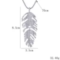 Collier feuille de cristal argenté avec dimensions du pendentif et longueur de chaîne de 70 cm - Argent