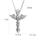 Collier croix avec pendentif serpent et épée en argent vieilli, chaîne de 70cm - Croix Couronne Ailée (BY-044) Style A