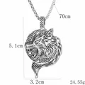 Pendentif loup et lune vintage en acier avec chaîne croisée de 70cm pour homme - Style Loup Tête Lune (BY-045)D