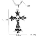 Collier tête de mort et croix en argent avec dimensions de 4,1cm par 3,3cm - Croix de Crâne Motif Relief (Style B)