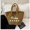 Sac fourre-tout en toile marron avec lettrage blanc idéal pour le style décontracté - Brun Foncé