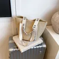 Borsa tote in paglia con tracolle con lettere per le vacanze estive al mare - Kaki