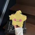 Cute yellow star-shaped PU leather crossbody bag with smile face and metal chain - Yellow