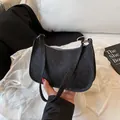 Minimalist black glitter hobo shoulder bag for women with a sparkling party finish - Black