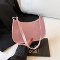 Chic pink rhinestone baguette bag with sparkling crystals for stylish summer evening looks - Pink