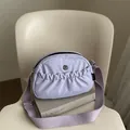 Chic lilac purple pleated backpack in nylon fabric with adjustable fabric strap - Purple