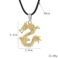Golden dragon necklace with white rhinestones on black cord with measurements - Gold