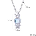 Silver bunny astronaut pendant necklace with blue visor and 60cm stainless steel chain - Blue Gradient Mask Style (BY-0355-B)