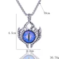 Collier pendentif œil du démon lumineux en acier inoxydable avec détails de taille - Œil Bleu