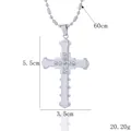 Pendentif croix argenté avec strass central et chaîne à billes de 60cm pour homme - Argent (BY-0145)