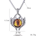 Pendentif œil de démon lumineux en argent avec œil orange et chaîne de 70cm - Œil Jaune