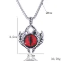 Collier pendentif œil du démon lumineux pour homme en acier vintage avec chaîne de 70cm - Œil Rouge