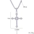 Collier croix argentée avec cristaux brillants et chaîne boîte de 60 cm pour unisexe - Croix avec Zirconium Central Rond (BY-0354) / 60CM